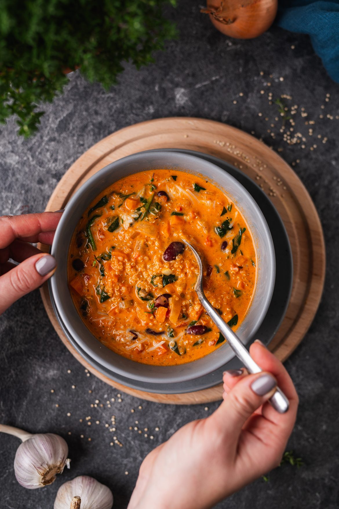 Bolivinių balandų sriuba su pupelėmis