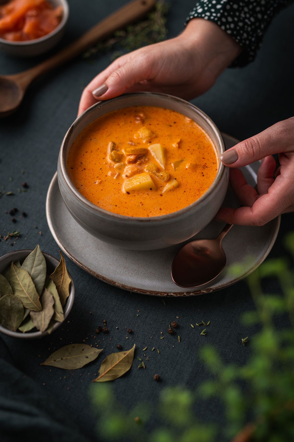 Tiršta bulvių ir lašišos sriuba