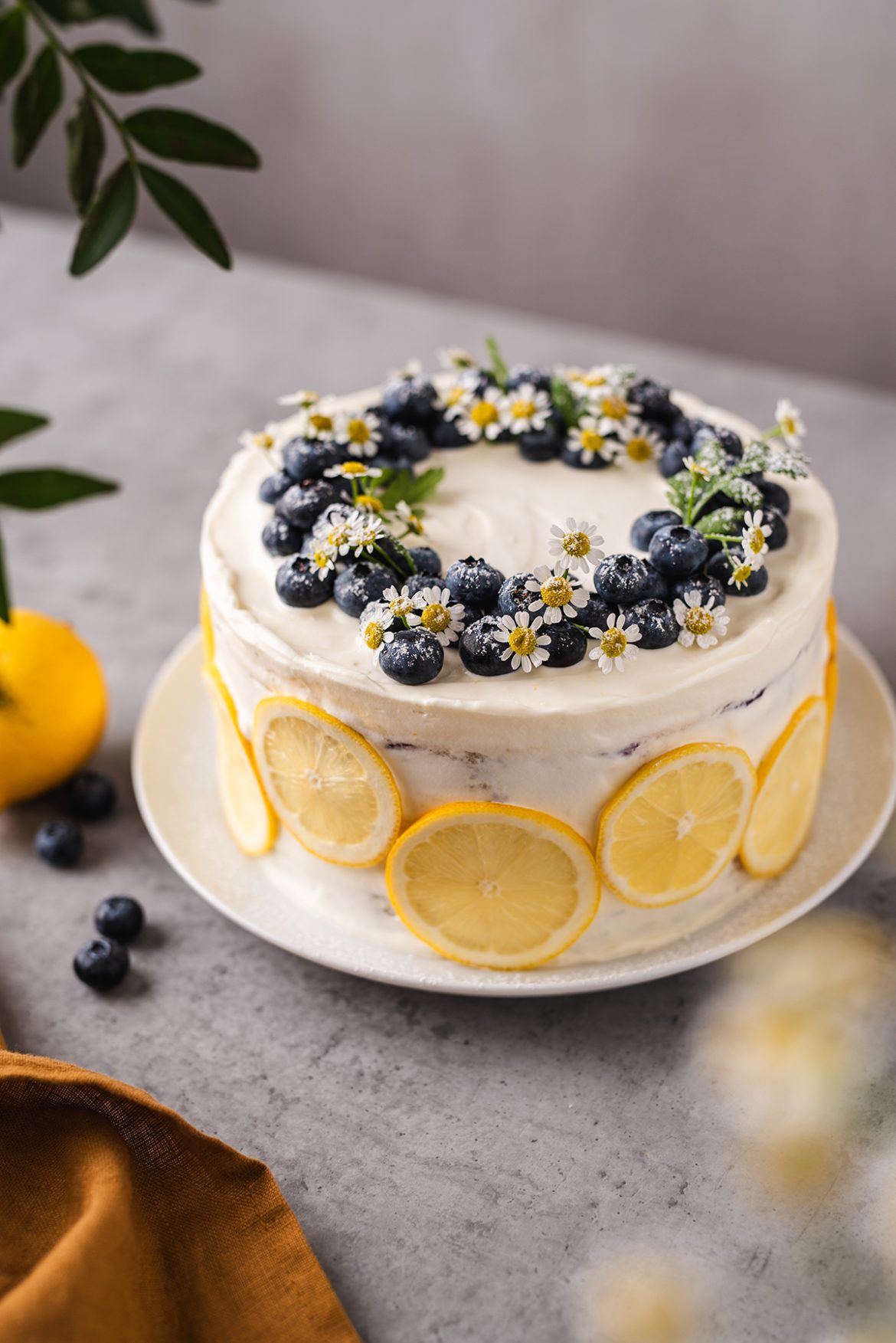 Citrininis tortas su šilauogėmis