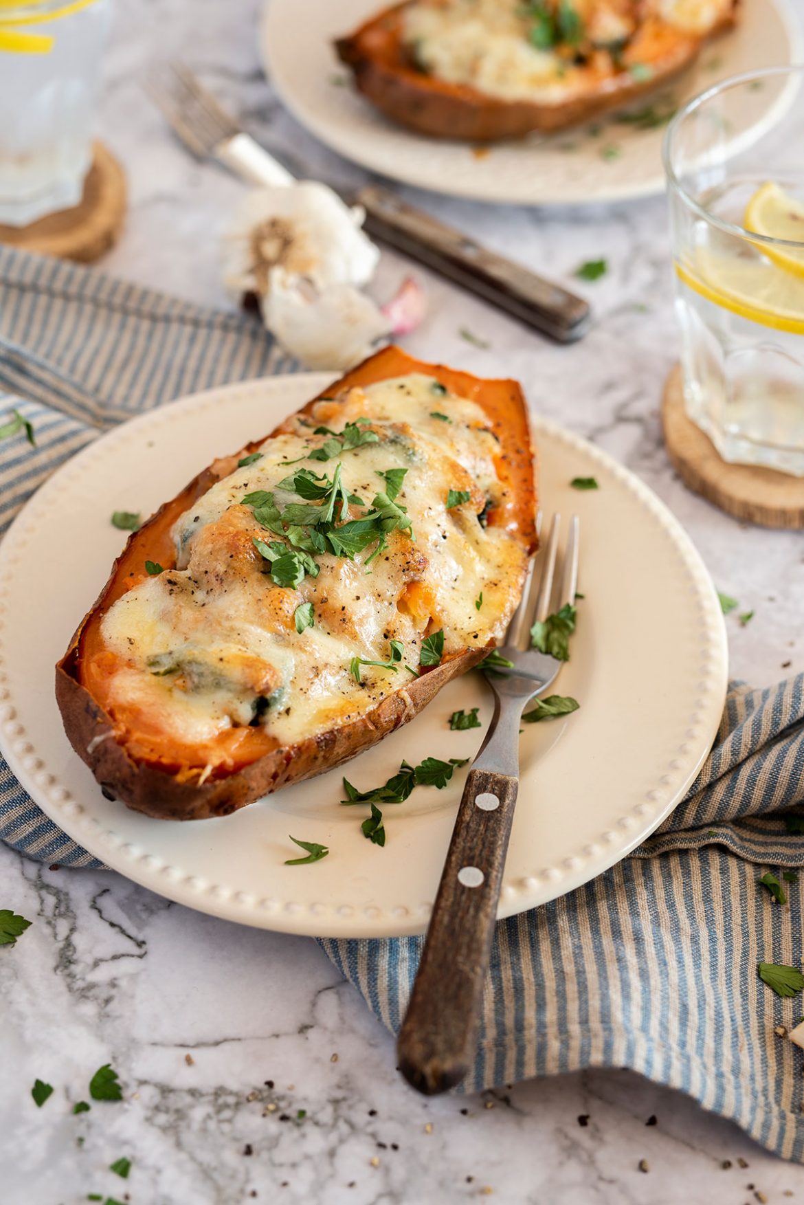 Kalakutiena įdarytos saldžiosios bulvės