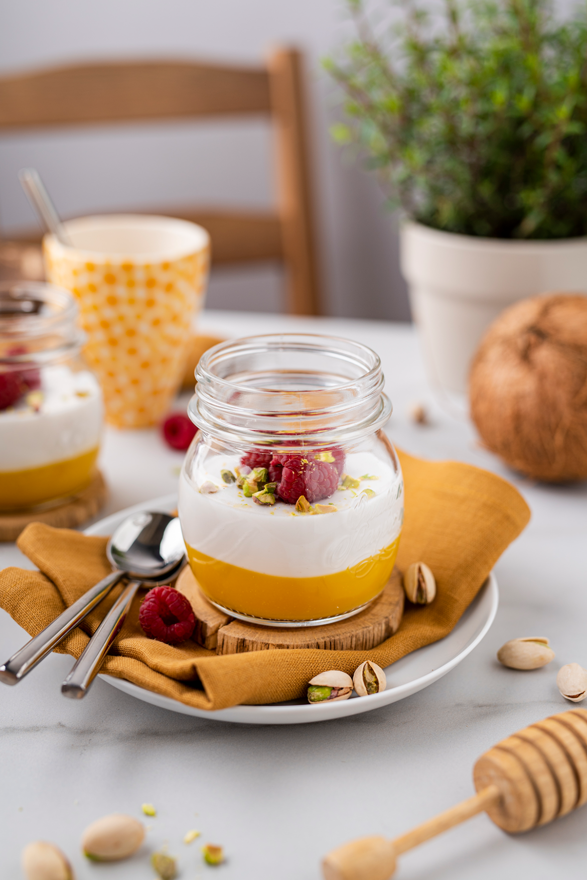 Kokosinė panakota (panna cotta) su mangais