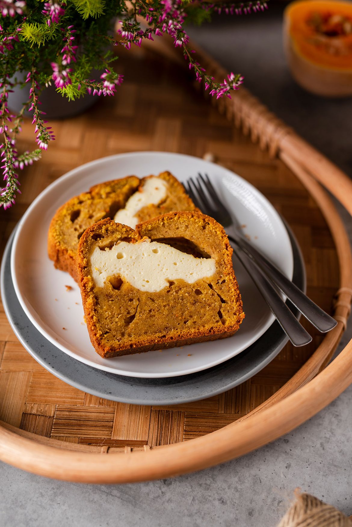 Moliūgų keksas su varškės įdaru